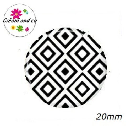 Cabochon noir et blanc 20mm