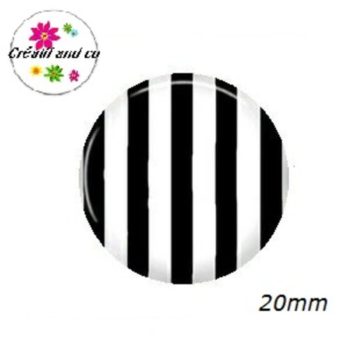 Cabochon rayé noir et blanc 20mm