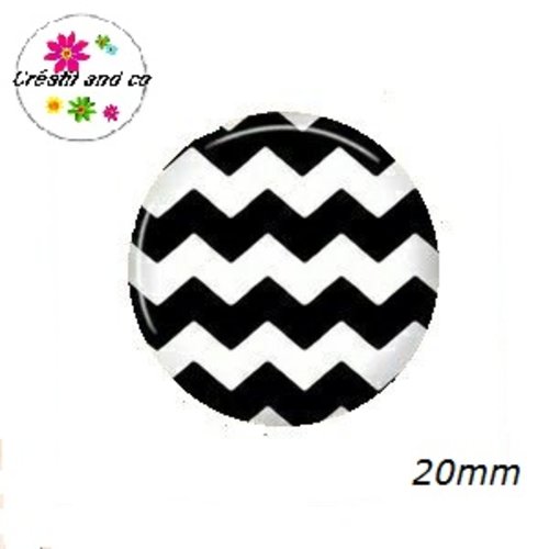 Cabochon noir et blanc 20mm