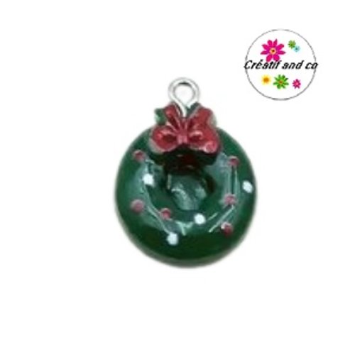Breloque couronne de noël vernis résine