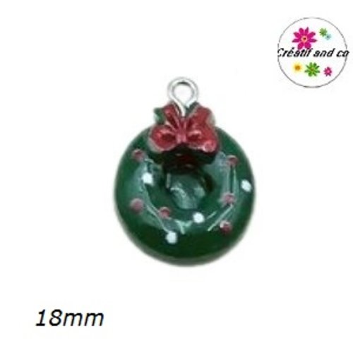 Breloque couronne de noël vernis