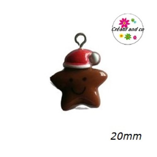Breloque étoile marron de noël résine