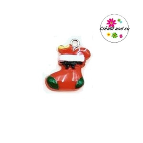 Breloque chaussette de noël vernis  résine