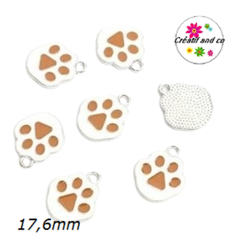 Breloque empreinte chat/chien marron émail