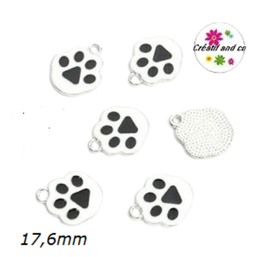 Breloque empreinte chat/chien noir émail