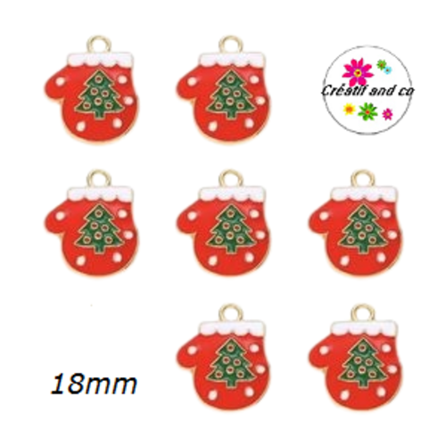 Breloque moufle de noël émail