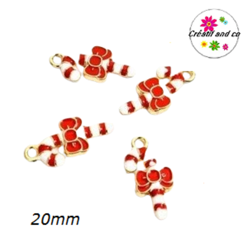 Breloque sucre d'orge de noël émail