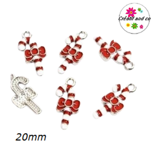 Breloque sucre d'orge de noël émail