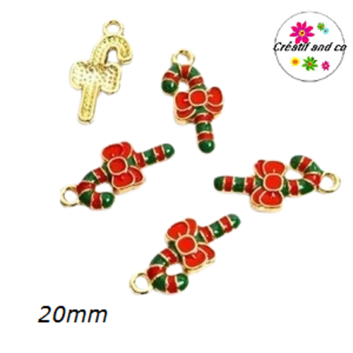 Breloque sucre d'orge de noël émail