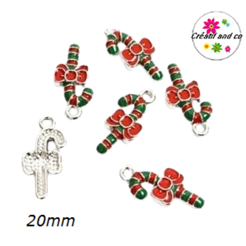 Breloque sucre d'orge de noël émail