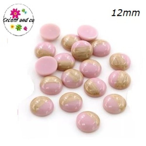 X2 cabochons grain de bois rose finition vernis 12mm
