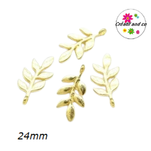 Breloque feuille dorée 24mm