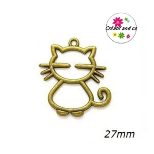 Breloque/pendentif chat bronze 27mm