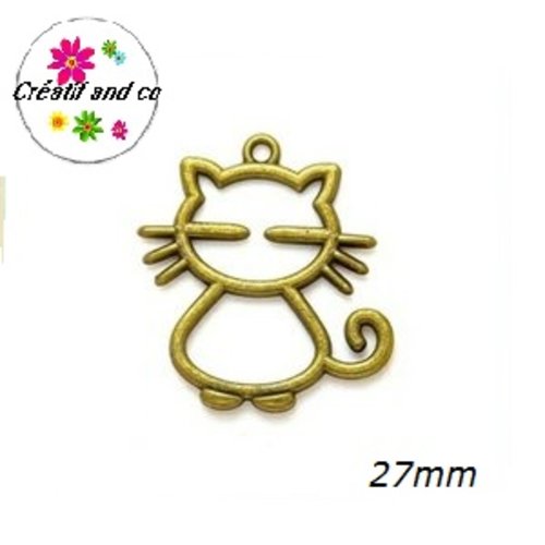 Breloque/pendentif chat bronze 27mm