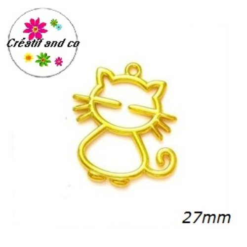 Breloque/pendentif chat doré 27mm