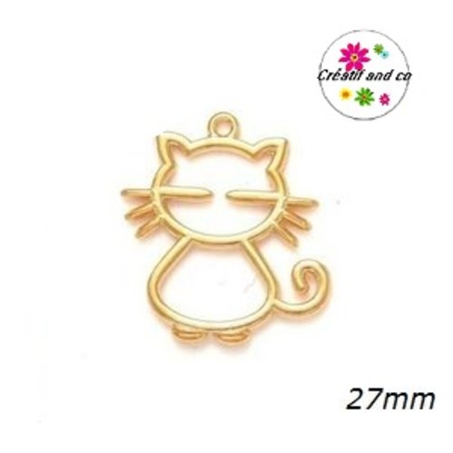 Breloque/pendentif chat doré clair  27mm