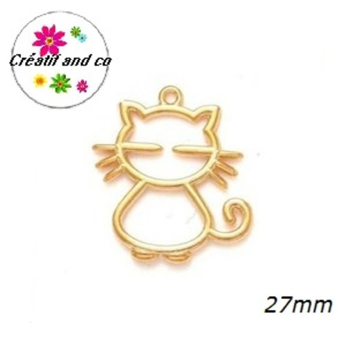 Breloque/pendentif chat doré clair  27mm