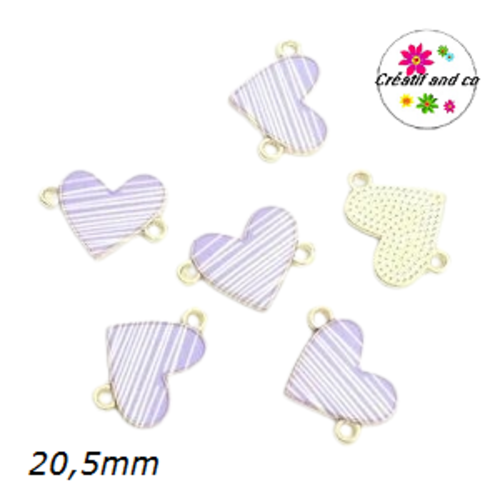 Connecteur coeur parme émail