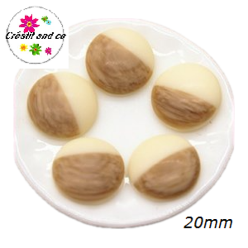 Cabochon grain de bois givré  beige 20mm