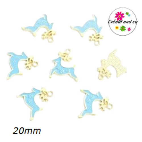 Breloque cerf bleu émail