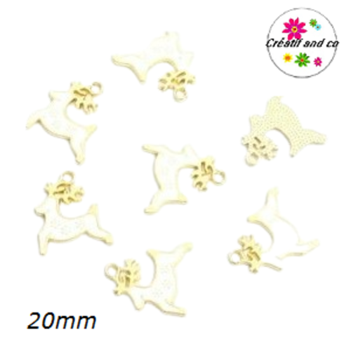 Breloque cerf blanc émail