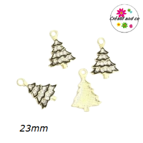 Breloque sapin noir et strass émail