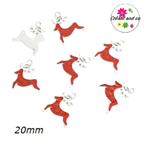 Breloque cerf rouge émail