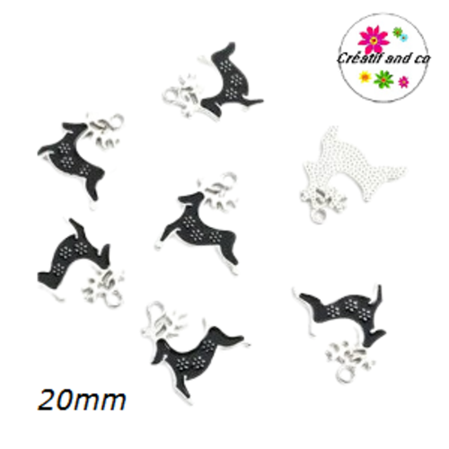 Breloque cerf noir émail