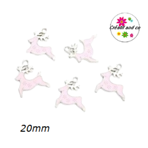 Breloque cerf rose émail