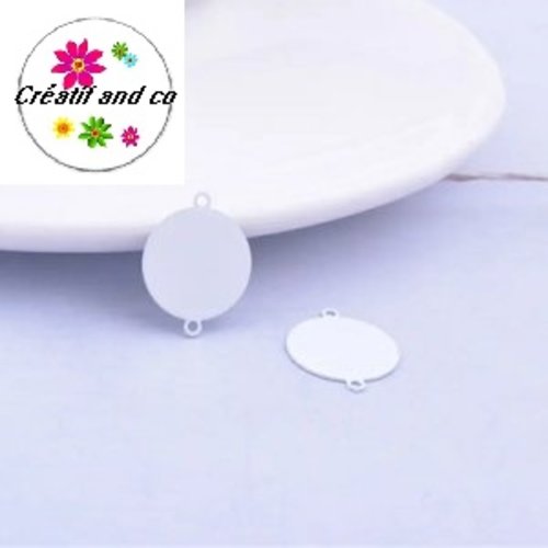 Connecteur cercle blanc laiton 16mm