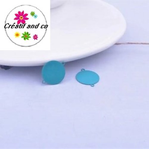 Connecteur cercle bleu laiton 16mm