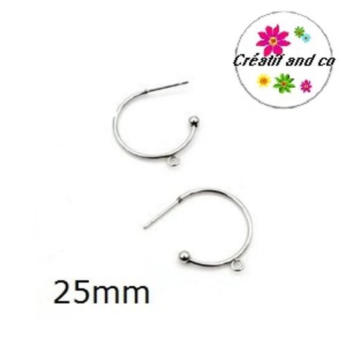 Boucle d'oreille acier inoxydable créole 25mm avec anneau