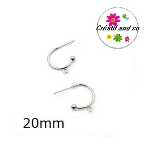 Boucle d'oreille acier inoxydable créole 20mm avec anneau