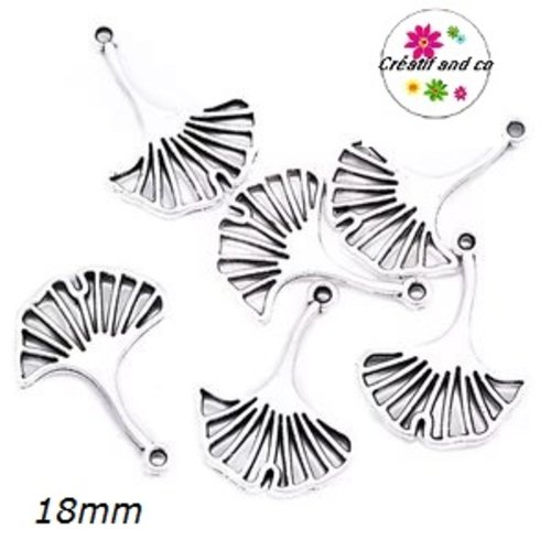 Breloque feuille de ginkgo acier inoxydable 18mm