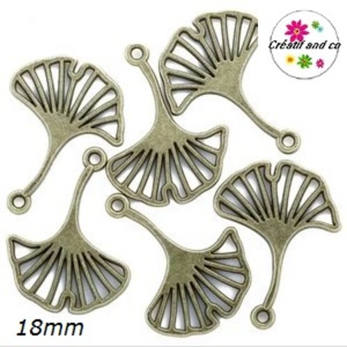 Breloque feuille de ginkgo bronze 18mm