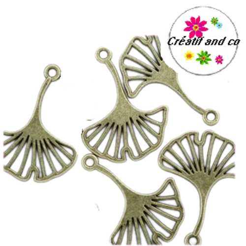 Breloque feuille d'auvent bronze 18mm