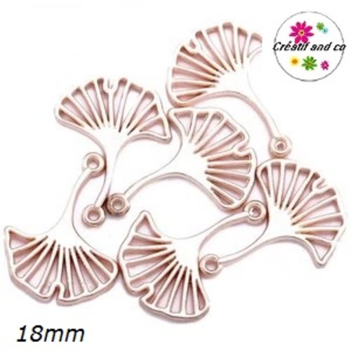 Breloque feuille d'e ginkgo rose gold 18mm