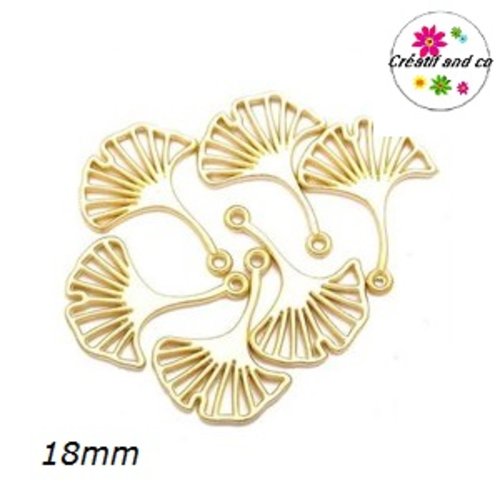 Breloque feuille de ginkgo dorée 18mm