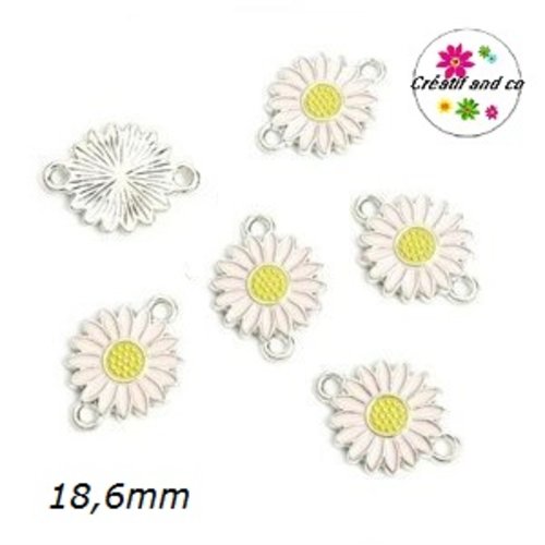 Connecteur pâquerette rose émail