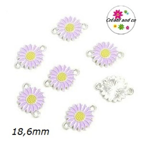Connecteur pâquerette mauve émail