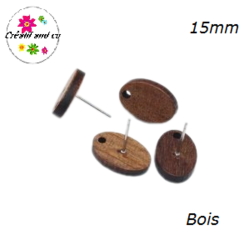 Puce oreille ovale bois 15mm