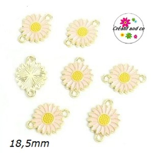 Connecteur pâquerette rose émail