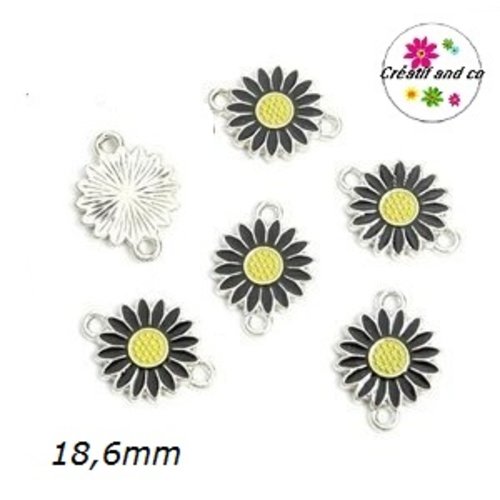 Connecteur pâquerette noire émail