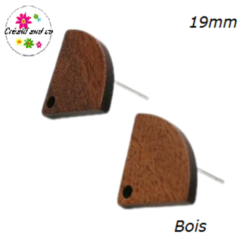 Puce oreille géomètrique bois 19mm