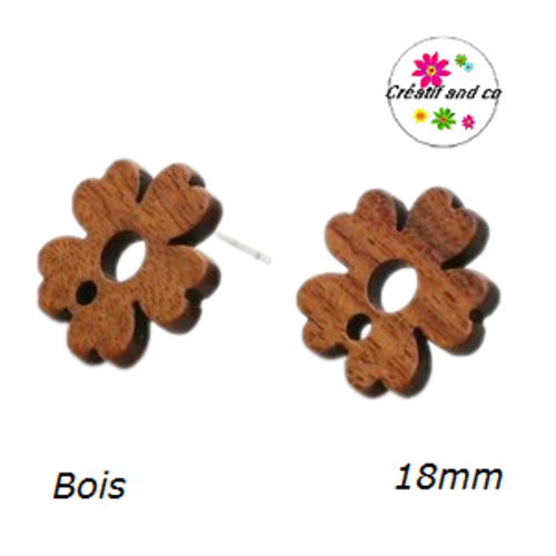 Puce oreille fleur bois 18mm
