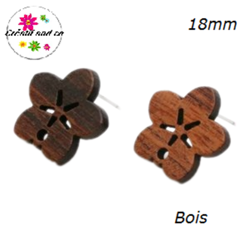 Puce oreille fleur bois 18mm