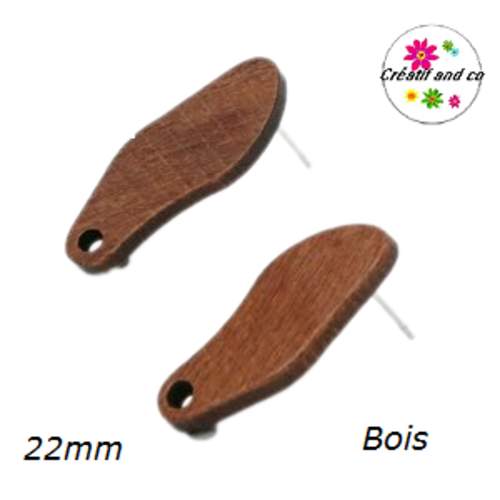 Puce oreille géomètrique bois 22mm