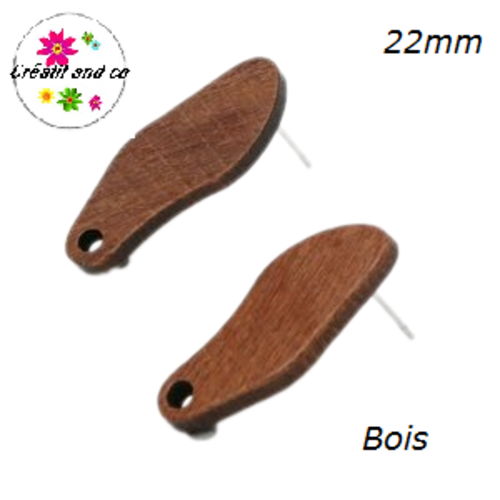 Puce oreille géomètrique bois 22mm