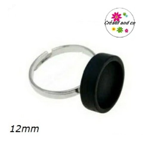 Bague bois noire cabochon 12mm