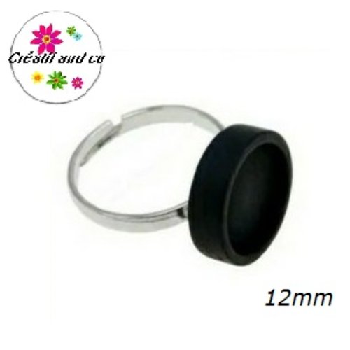 Bague bois noire cabochon 12mm